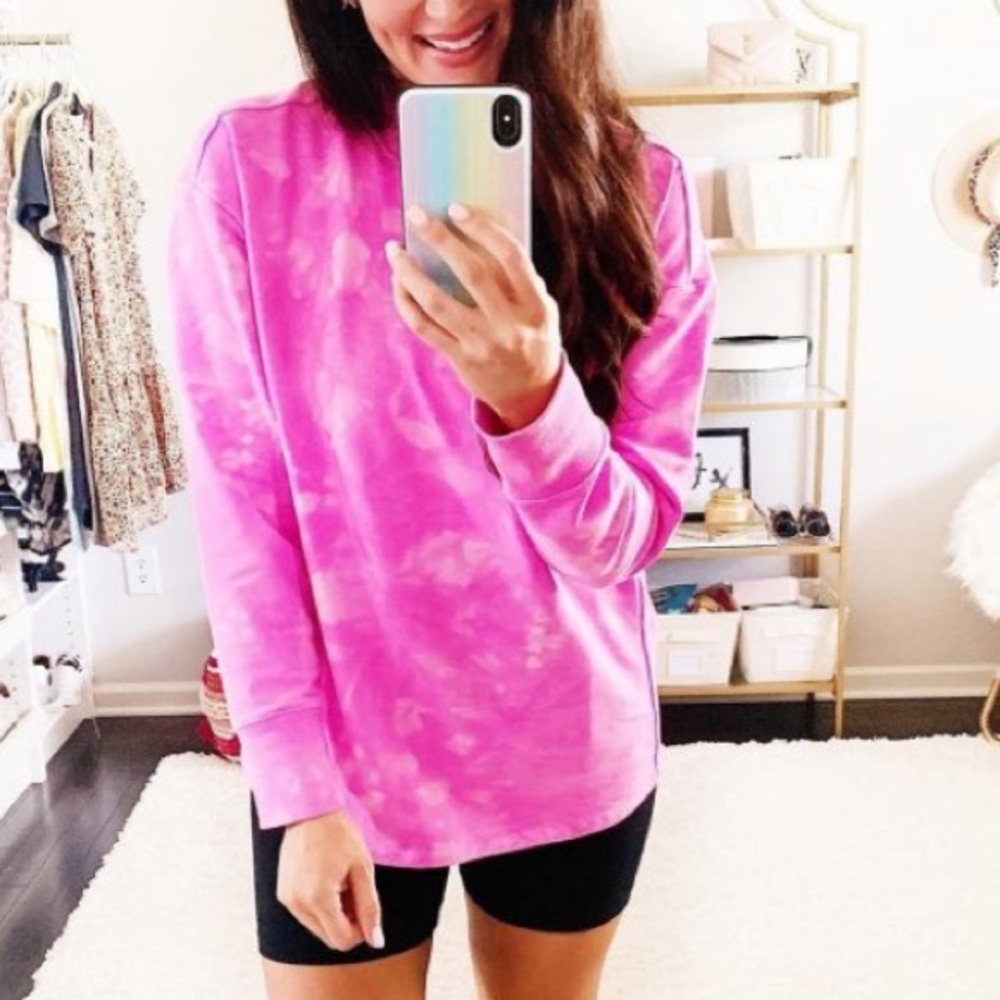 NWT ALL IN MOTION tie dye fuchsia pullover